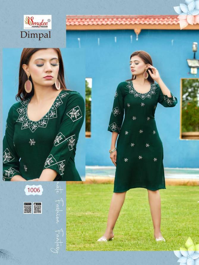 Smylee Dimpal Heavy Rayon Ethnic Wear Designer Fancy Kurti Collection